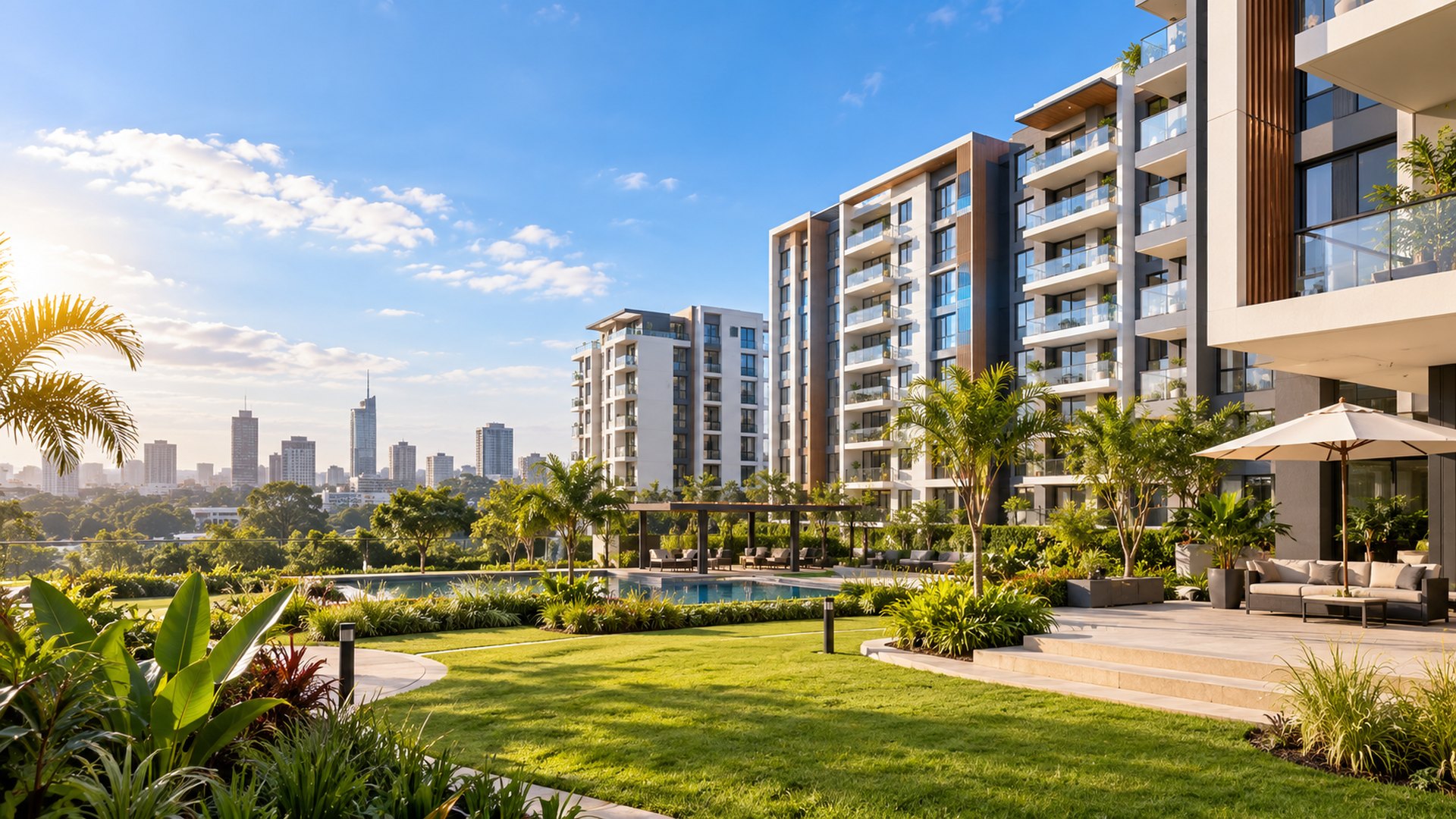 Modern apartments and landscaped residential development for renters in Nairobi